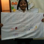 India with her decorated pillow case